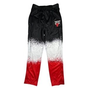 Chicago Bulls Pants Men L Black Red Zipway Full Tear Away Warm Up NBA Basketball